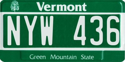 VT license plate NYW436