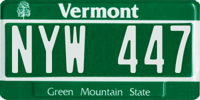 VT license plate NYW447