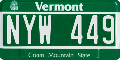 VT license plate NYW449