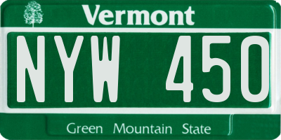 VT license plate NYW450
