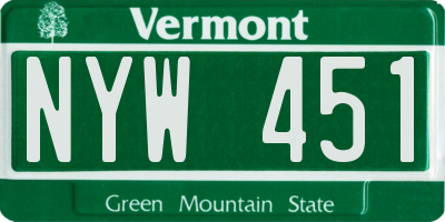 VT license plate NYW451