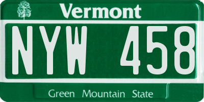 VT license plate NYW458