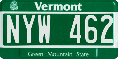 VT license plate NYW462