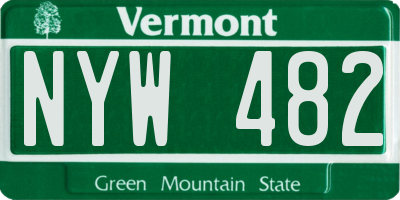 VT license plate NYW482