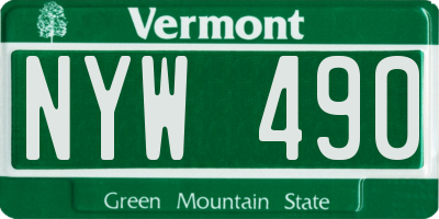 VT license plate NYW490