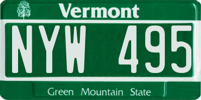VT license plate NYW495