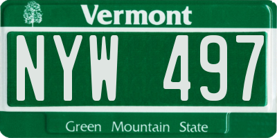 VT license plate NYW497