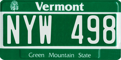 VT license plate NYW498