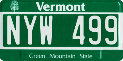 VT license plate NYW499