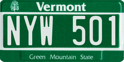 VT license plate NYW501