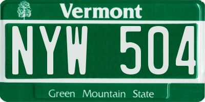 VT license plate NYW504
