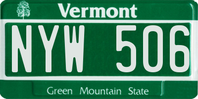 VT license plate NYW506
