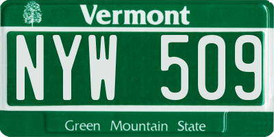 VT license plate NYW509