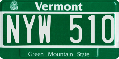 VT license plate NYW510