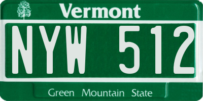 VT license plate NYW512