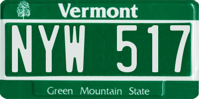 VT license plate NYW517