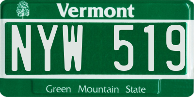 VT license plate NYW519