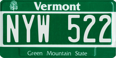 VT license plate NYW522