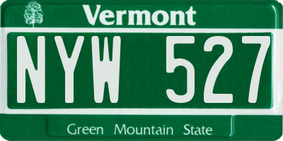 VT license plate NYW527