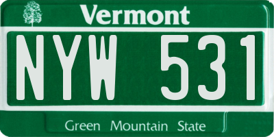 VT license plate NYW531