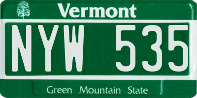 VT license plate NYW535