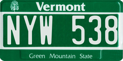 VT license plate NYW538