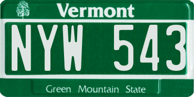 VT license plate NYW543