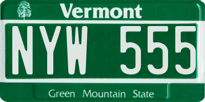 VT license plate NYW555