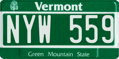 VT license plate NYW559