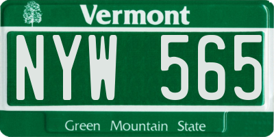 VT license plate NYW565