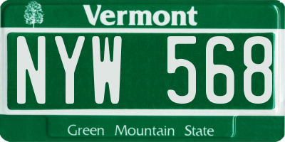 VT license plate NYW568