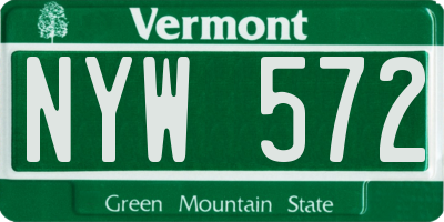 VT license plate NYW572