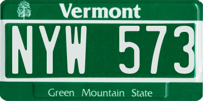 VT license plate NYW573