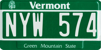 VT license plate NYW574