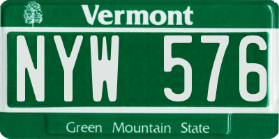 VT license plate NYW576