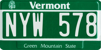 VT license plate NYW578