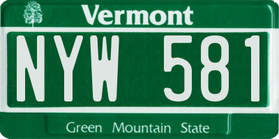 VT license plate NYW581