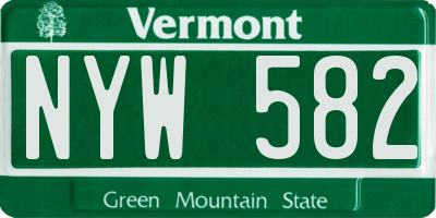 VT license plate NYW582