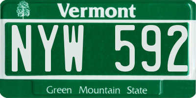 VT license plate NYW592