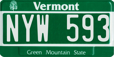 VT license plate NYW593