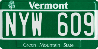 VT license plate NYW609