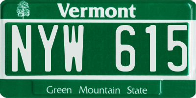 VT license plate NYW615