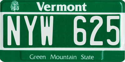 VT license plate NYW625