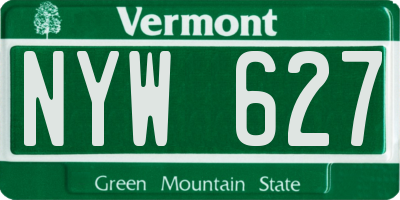 VT license plate NYW627