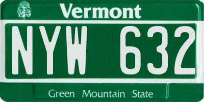 VT license plate NYW632