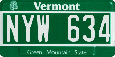 VT license plate NYW634