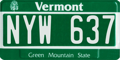VT license plate NYW637