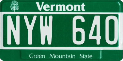 VT license plate NYW640