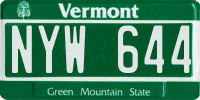 VT license plate NYW644