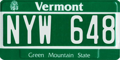 VT license plate NYW648